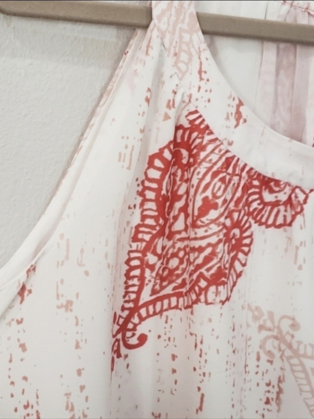 Chico's Sz. Xlarge Coral/white Paisley Halter Dress - Picture 3 of 9